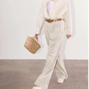 NWOT Everlane The Draper Pleated Pant in Buttersmooth size 6 Short an Sandstone